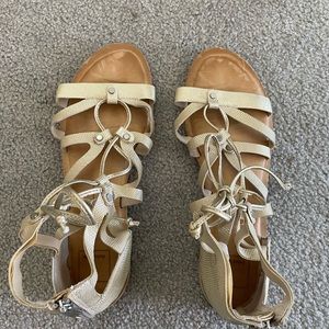Gold dolce vita gladiator zip sandals